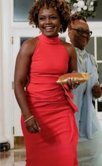 karine jean pierre red dress Karine Jean-Pierre