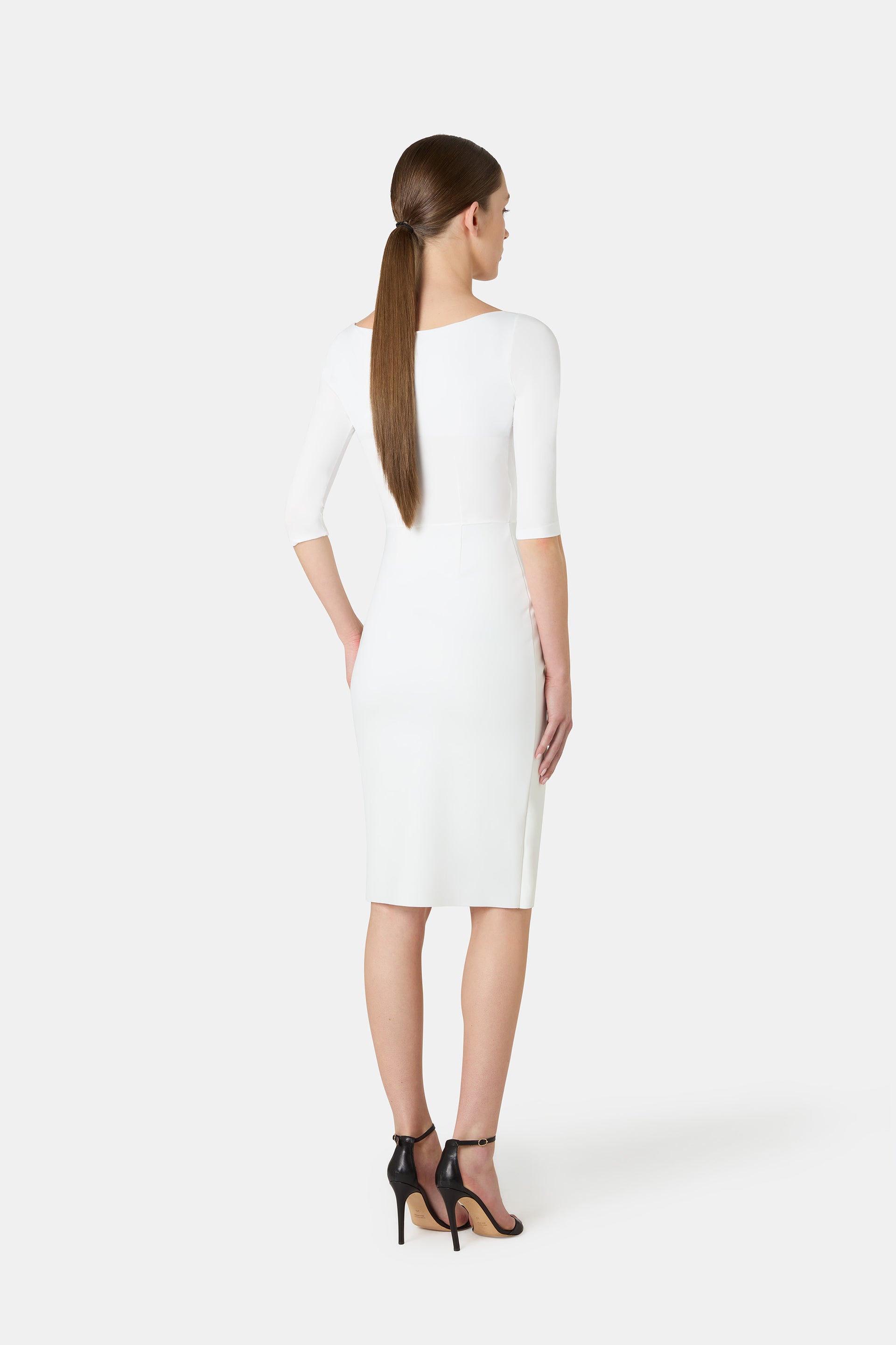 white fitted dress knee length White Organic Cotton Knee Length Dress, Round Neck Dress With Pockets, Half Sleeve Dress, Customizable Dress, Plus Size, Petite, Tall Etsw